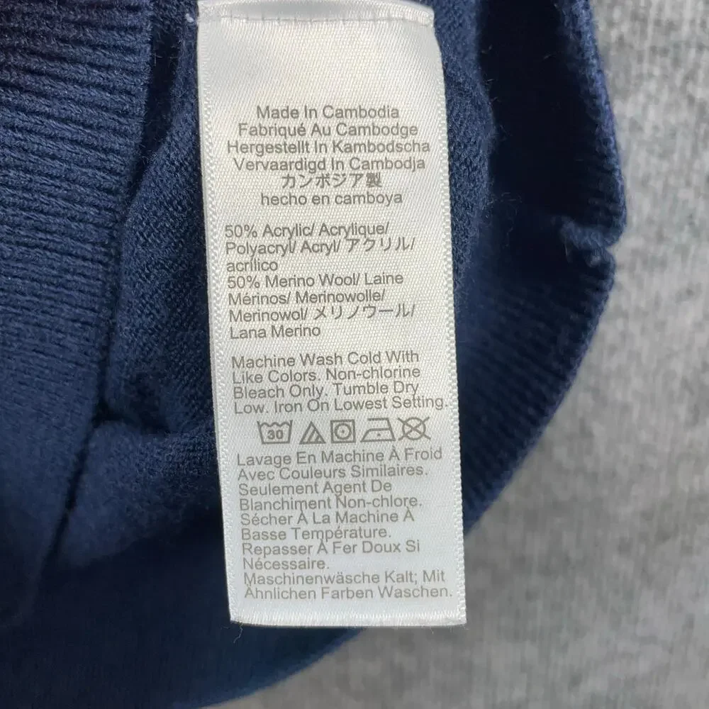 J. Crew 1/2 Zip Merino Wool Pullover Sweater Men's Large Blue Casual